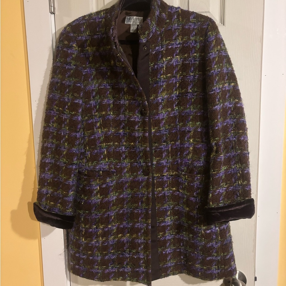 Talbots Purple and Green Pea Coat Timeless Style